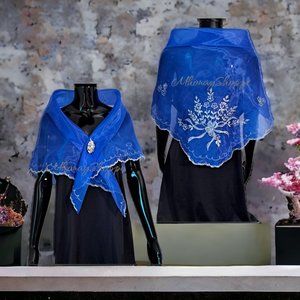 Royal-Blue -Modern Embroidered Filipiniana Alampay